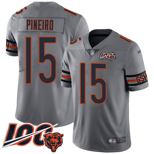 Chicago Bears Limited Silver Men Eddy Pineiro Jersey NFL Football #15 100th Season Inverted Legend->youth nfl jersey->Youth Jersey